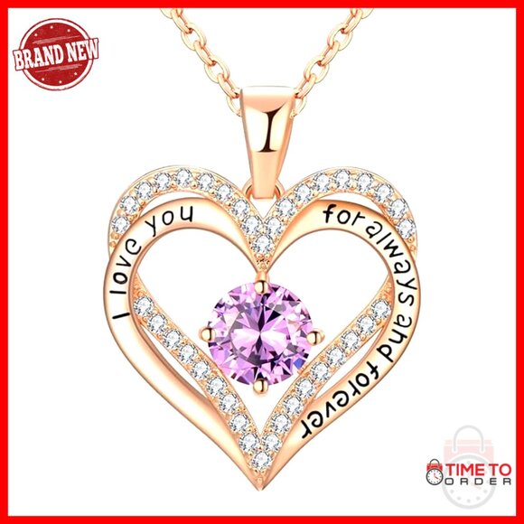 Sterling Silver Heart Pendant Necklace with Cubic Zirconia 18